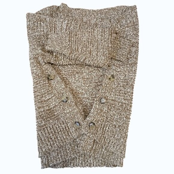 MADEWELL Chunky Marled Caramel/Cream Boatneck Side Button Sweater - Picture 15 of 16